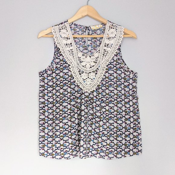 🇺🇸 🐟 Fish Print Boxy Sleeveless Top Made In USA - Picture 1 of 8